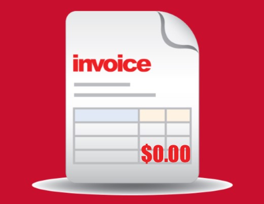 In-Kind Invoice, zero dollars charged