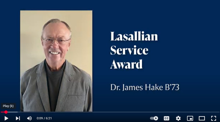 2025 Lasallian Service Award - Dr. James Hake B'73