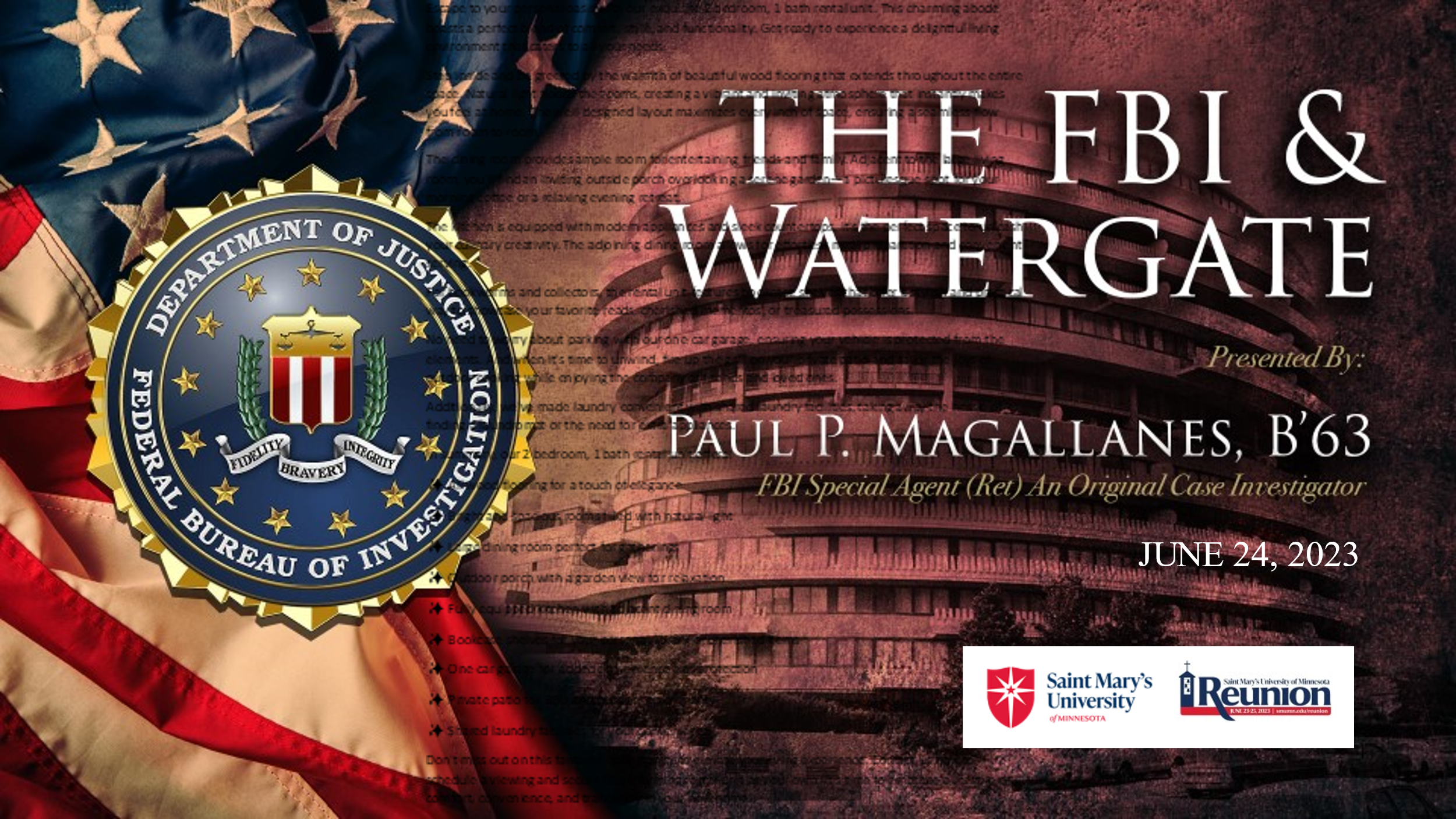 The FBI & Watergate presented by Paul Magallanes B'63